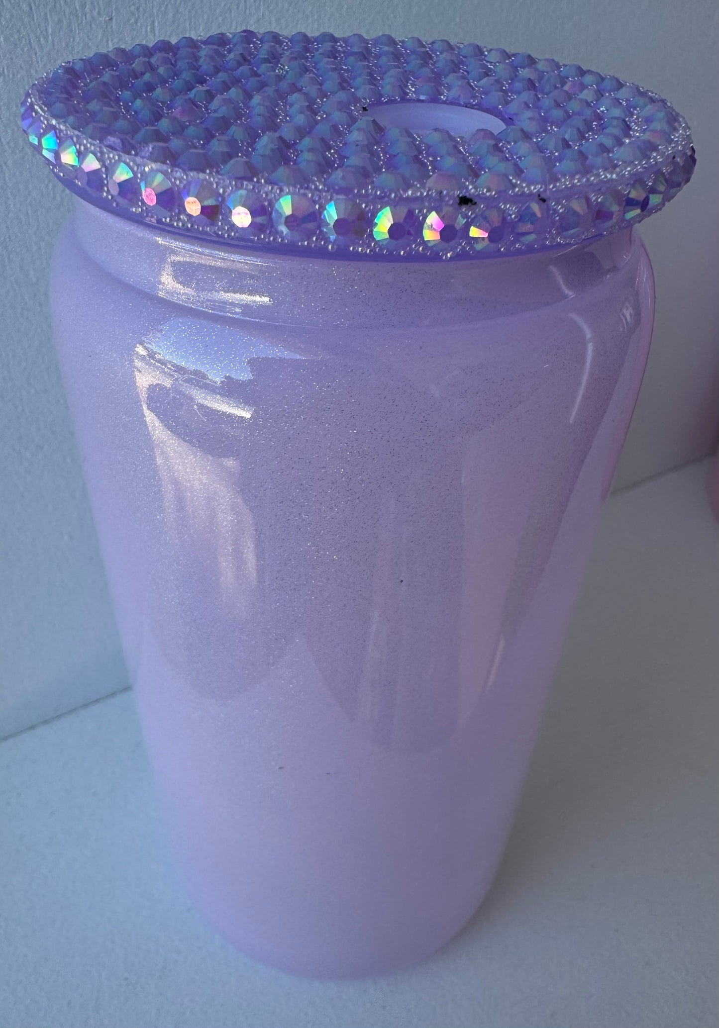 16oz Holographic Shimmer Glitter Glass Cup