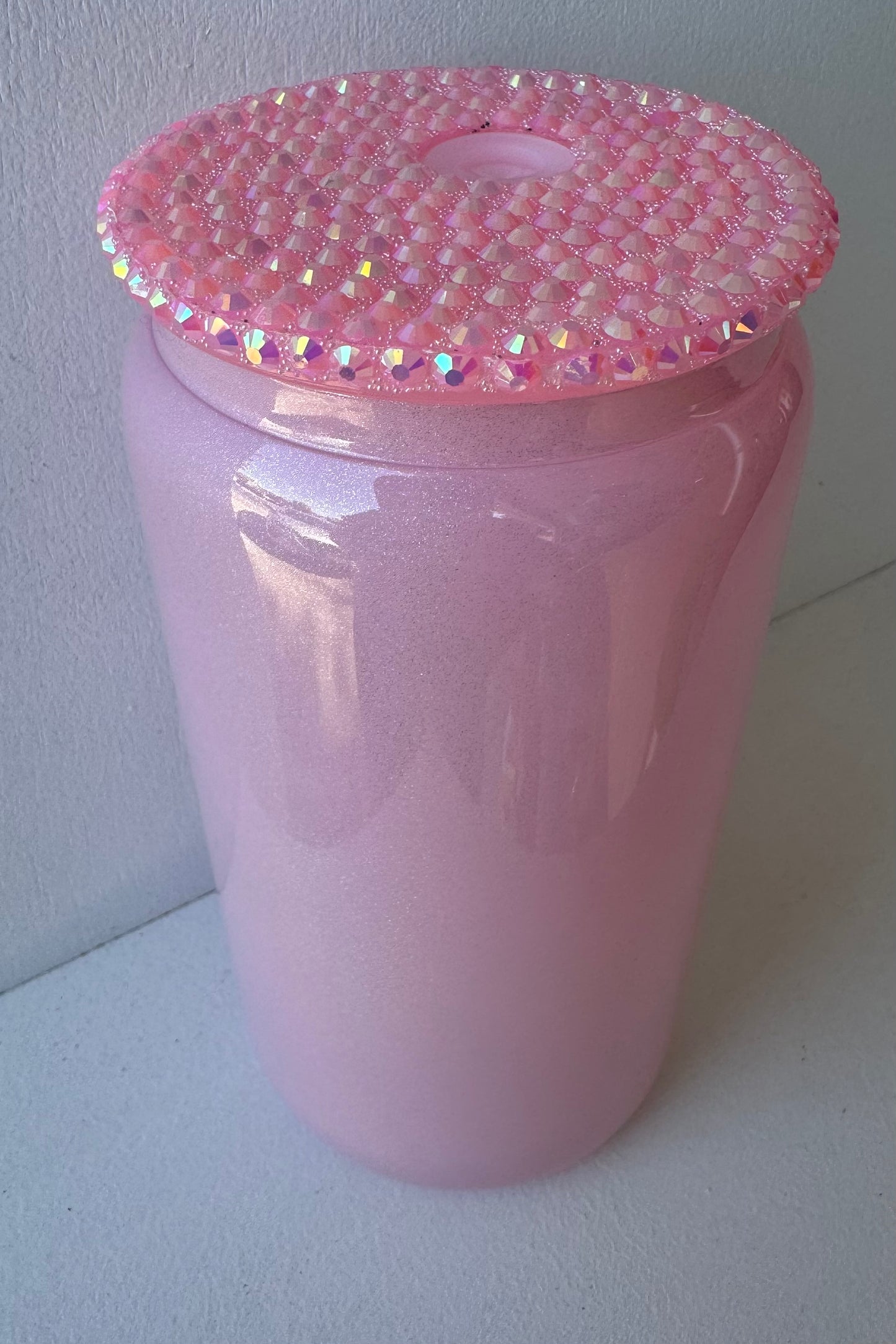 16oz Holographic Shimmer Glitter Glass Cup